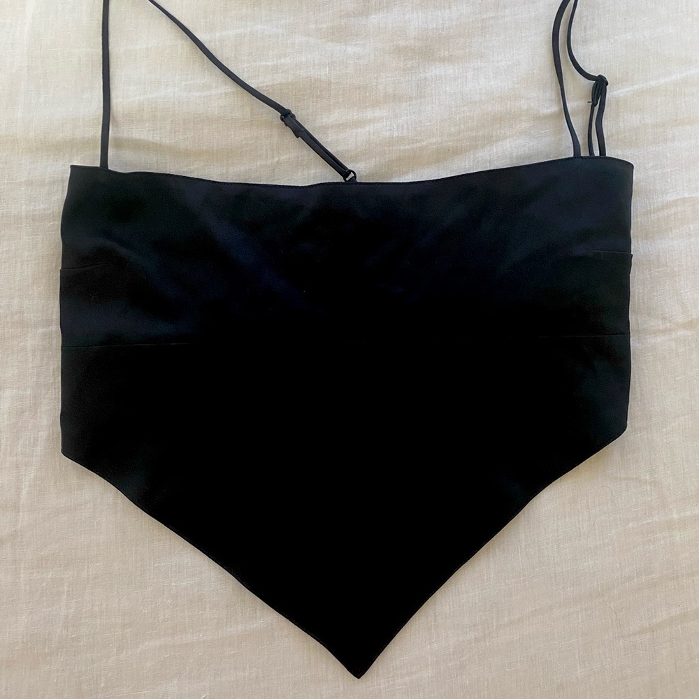 Danielle Bernstein silk handkerchief tie top.